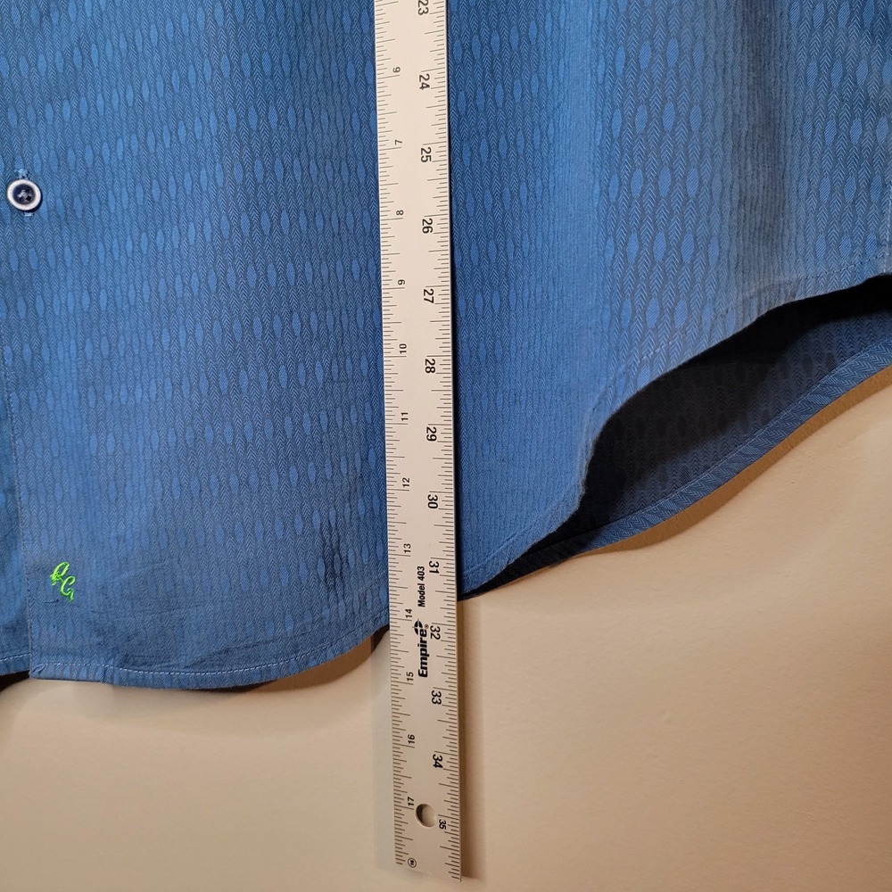 Robert Graham Mens 2XL Blue Textured Jacquard Short Sleeve Button Down Shirt - Picture 11 of 11
